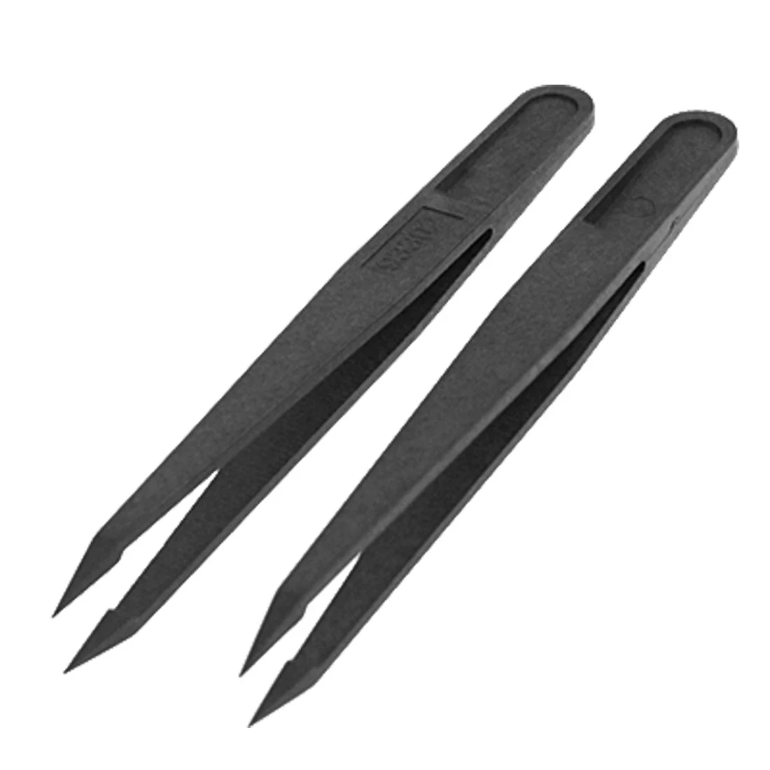 Uxcell 2 Pcs Antistatic Antimagnetic Watch Plastic Tweezers Repair Tool Black 93302