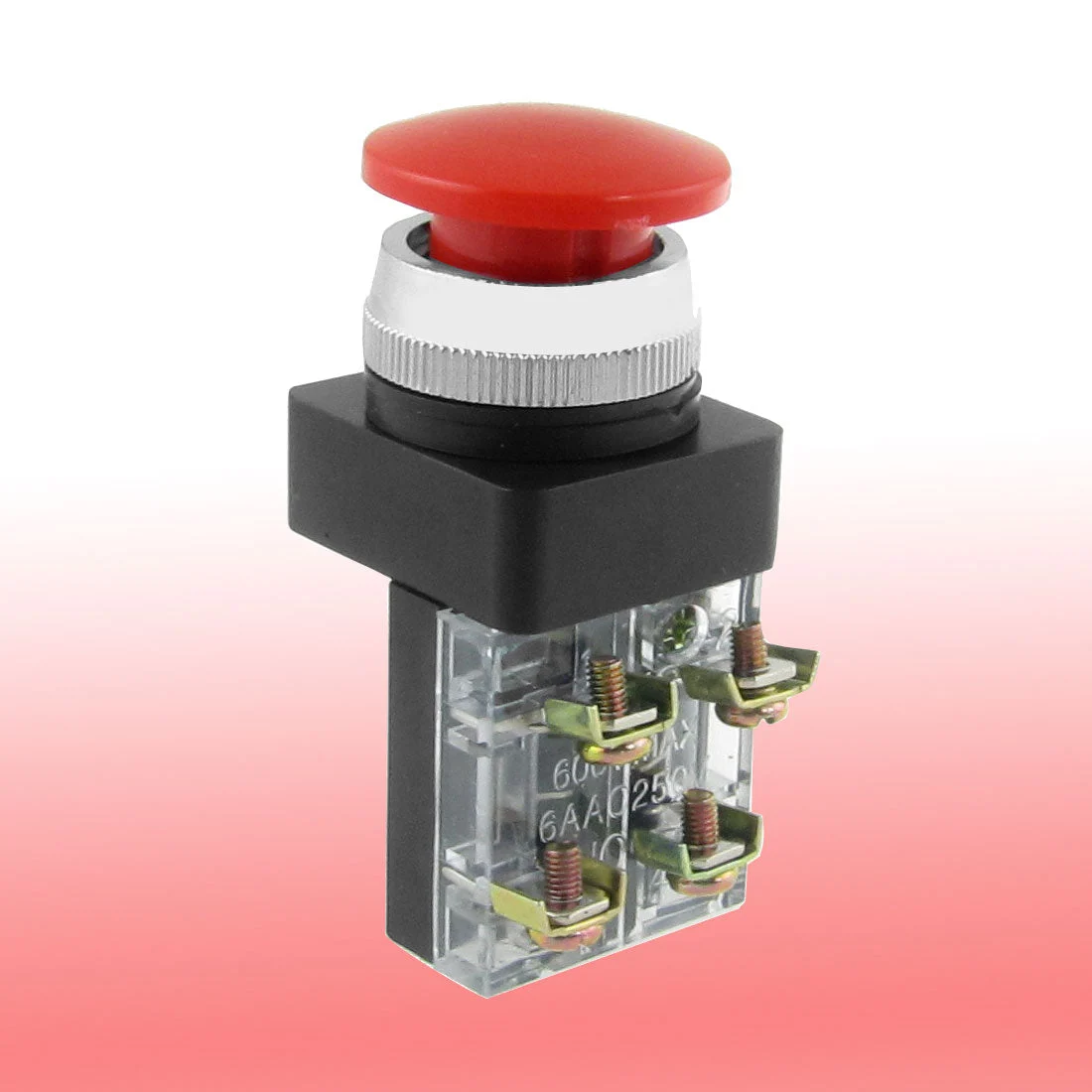 AC 250V 6A Emergency Stop Red Mushroom Momentary Push Button Switch 1NO 1NC