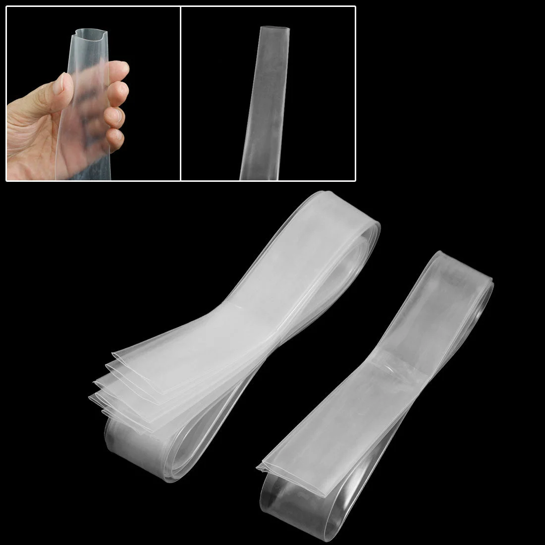 Uxcell Flat width 41mm rate 2:1 Dia 25mm Clear Polyolefin Heat Shrinkable Tube 1M