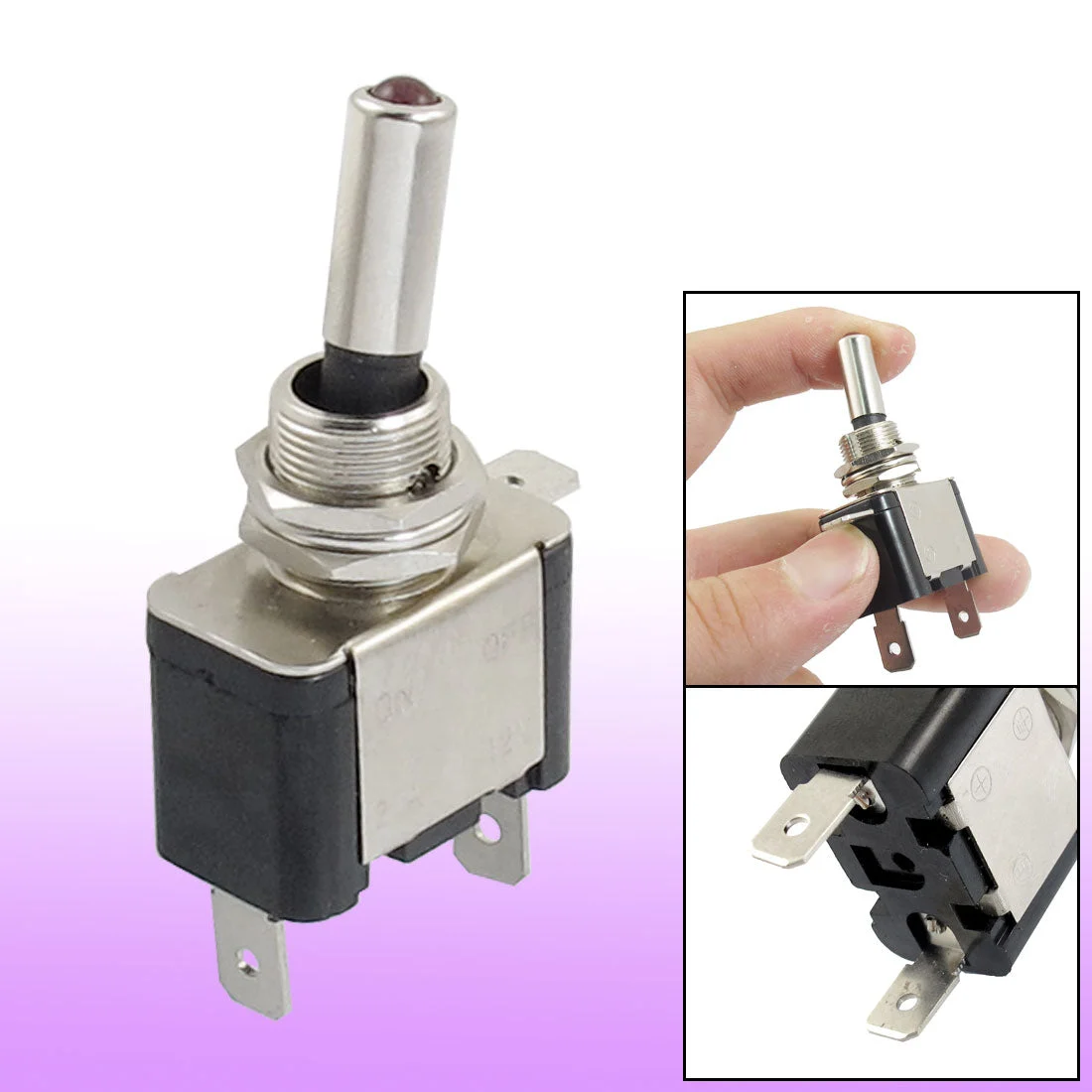 DC 12V 20A 3 Terminal SPST ON/OFF Red LED Light Latching Toggle Switch