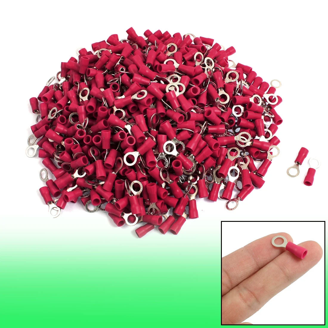 1000 Pcs RV1.25-5S AWG 22-16 Red Sleeve Pre Insulated Ring Terminals Connector