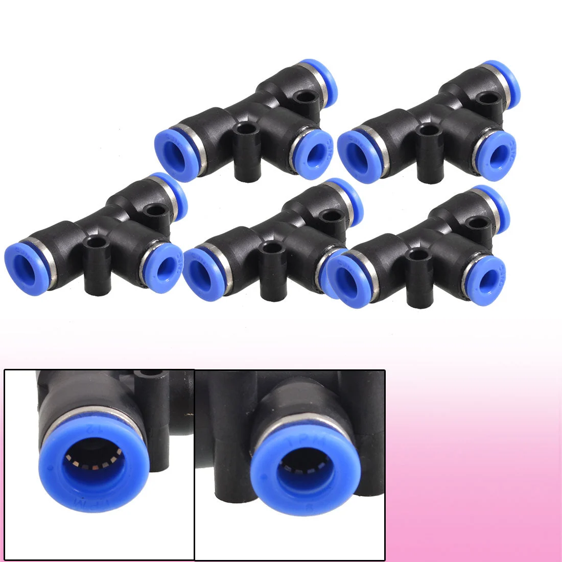 5x Air Pneumatic Tee Adapters 8mm to 6mm One Touch Fittings Connectors