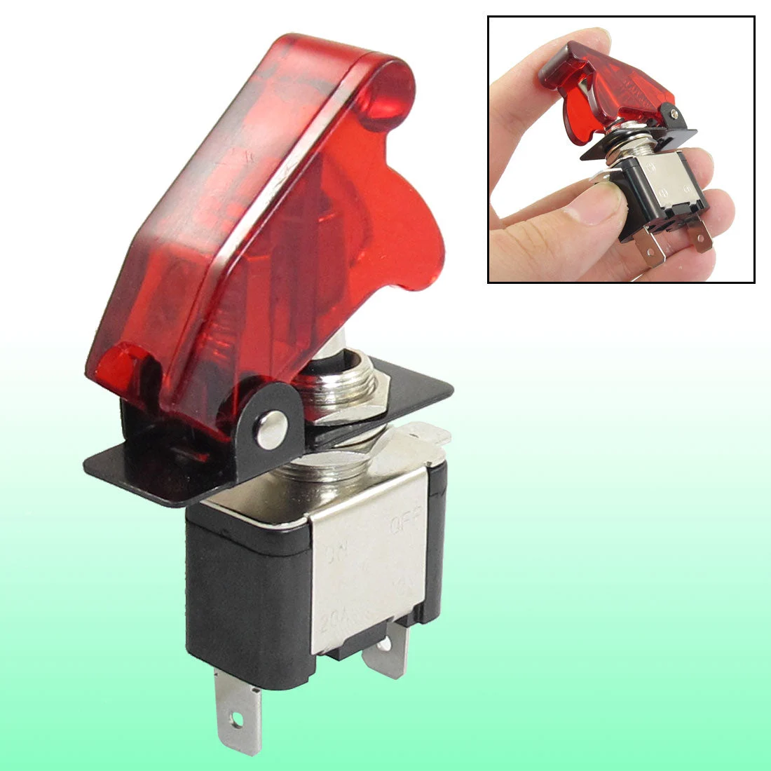 DC 20A 12V 2 Position SPST ON-OFF 3 Pin Toggle Switch w Red Cap