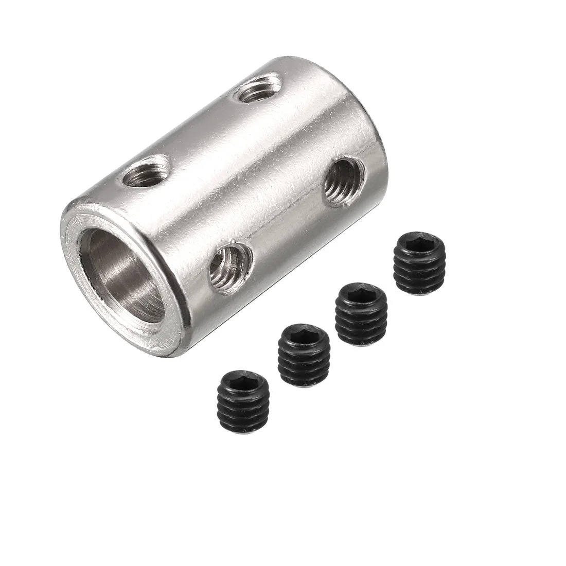 6mm to 8mm Bore Rigid Coupling 22mm Length 14mm Diameter Shaft Connector Metal Silver Tone