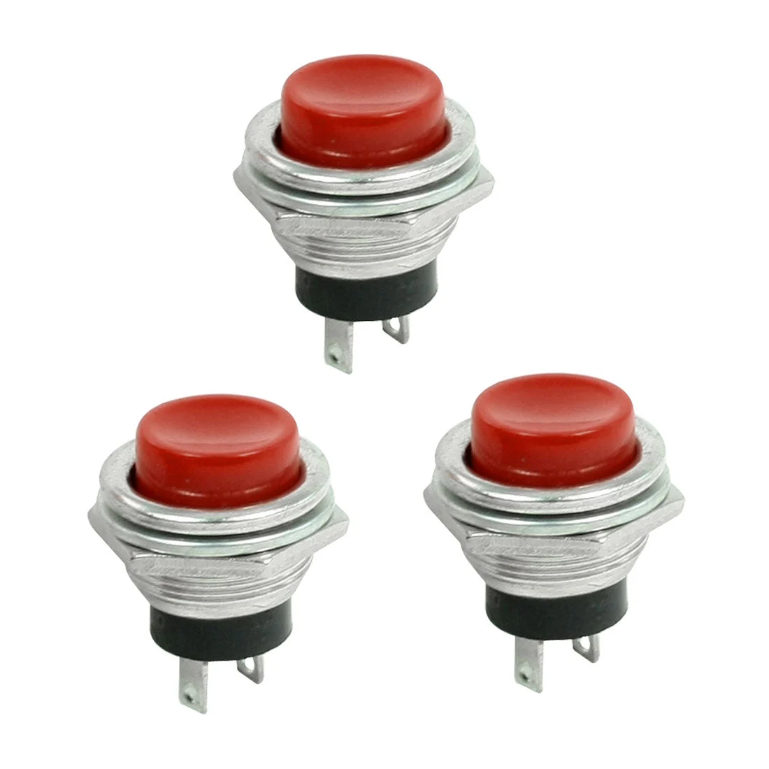 3 Pcs Red Cap SPST Momentary Panel Mount Pushbutton Switch AC 3A/125V