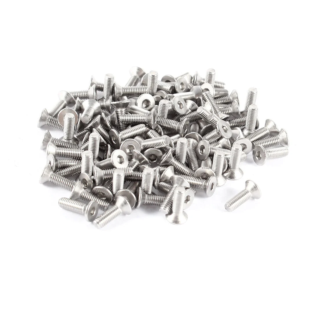 100 Pcs 304HC Stainless Steel Countersunk Socket Flat Head Bolt Screw M3x10mm Silver Tone