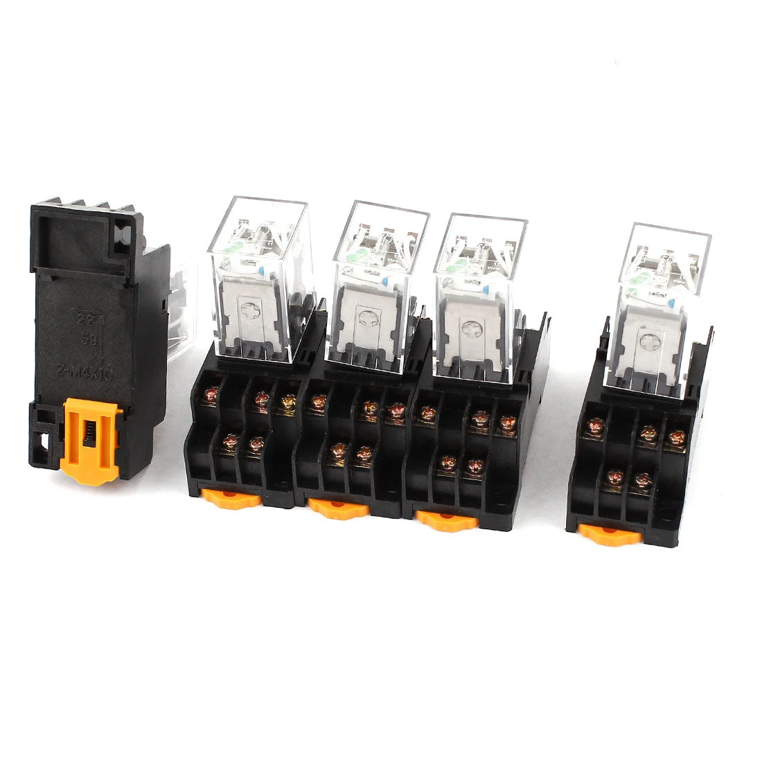 5 Pcs HH53PL DC 24V Coil Green Indicator Light 35mm DIN Rail Mounting 3PDT 11 Pins Electromagnetic General Purpose Power Relay + Socket Base