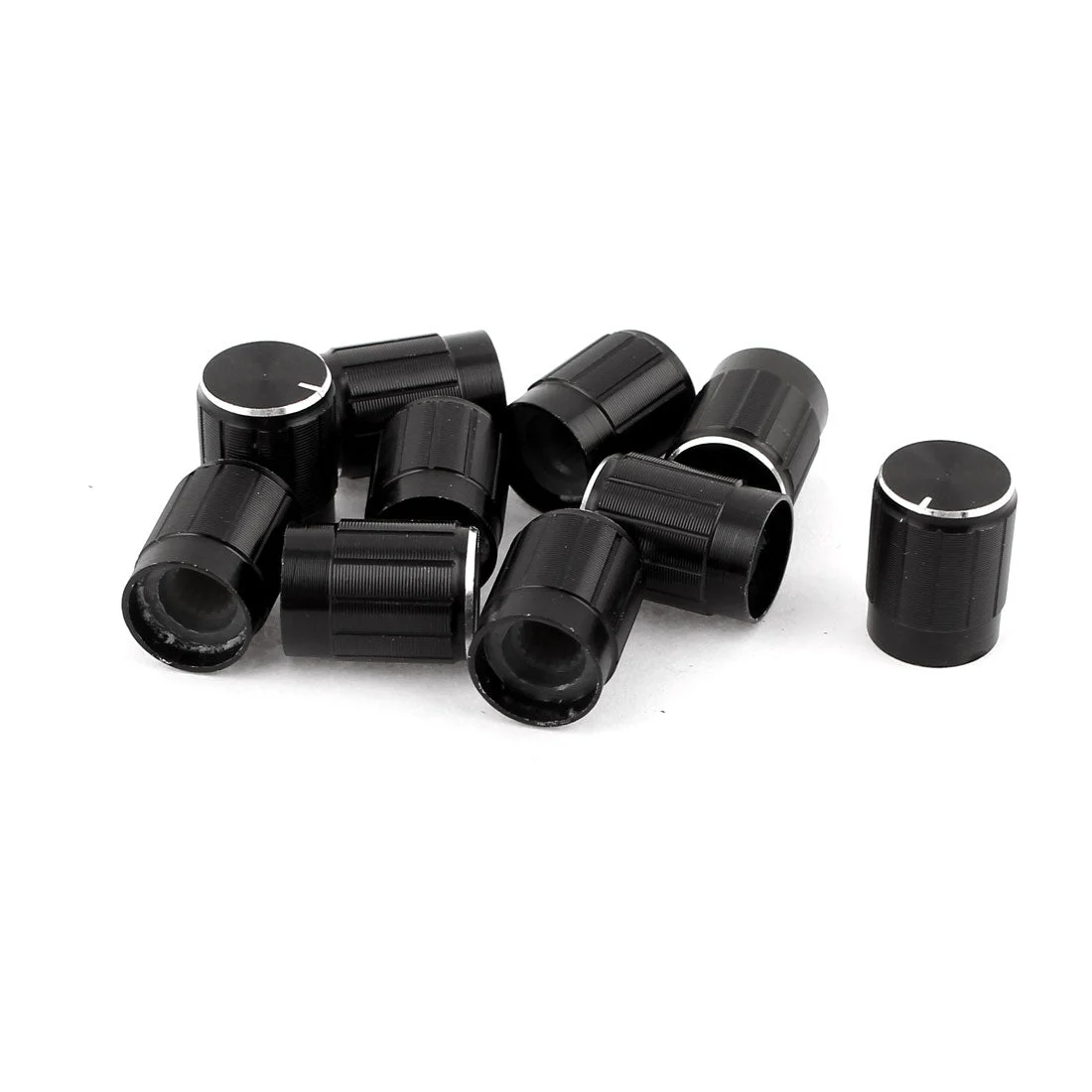 10 Pcs Black Silver Tone Plastic Potentiometer Rotary Control Knobs Caps 6mm Dia Shaft Hole