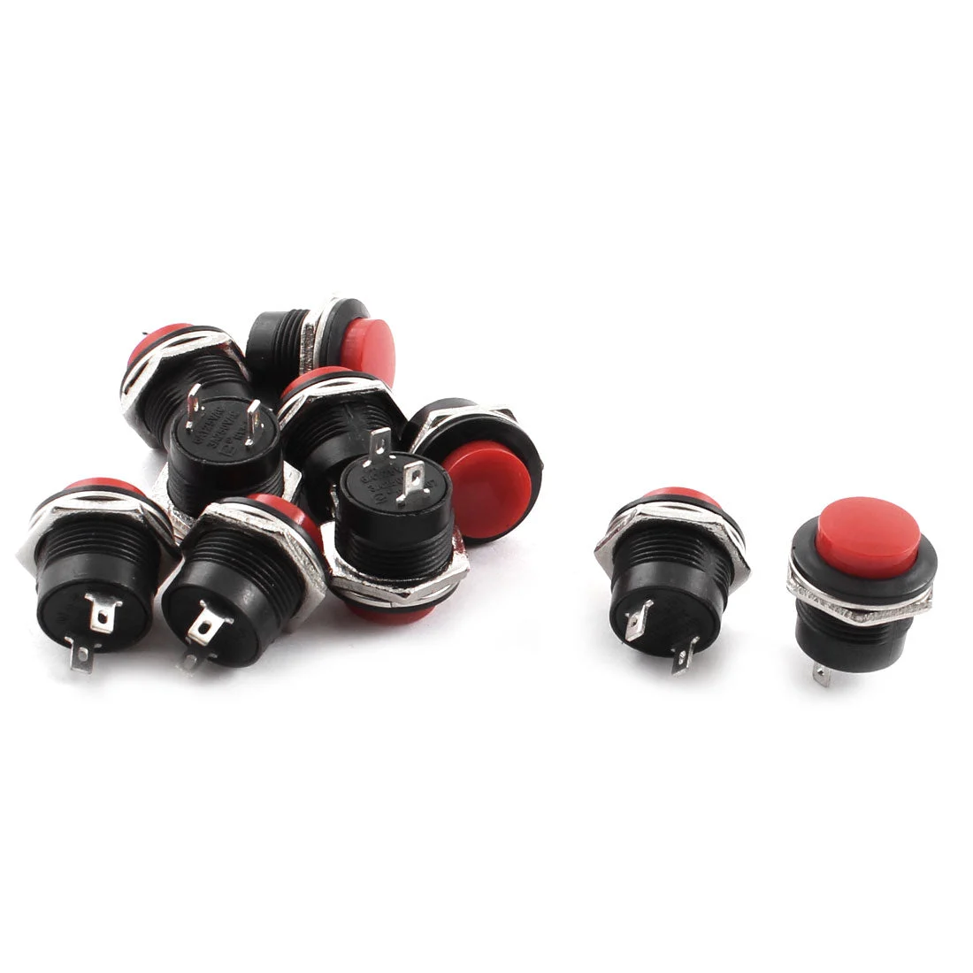 10pcs B06-503 AC 125V 6A 250V 3A 16mm Thread Panel Mount SPST Non Locking Push Button Switch Red