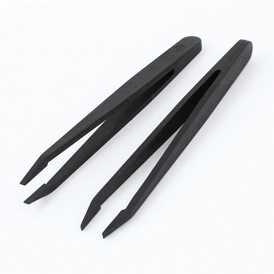 Craft Hobby Precision Tool Black Plastic 2.6mm Tip Anti-static Tweezers 2PCS