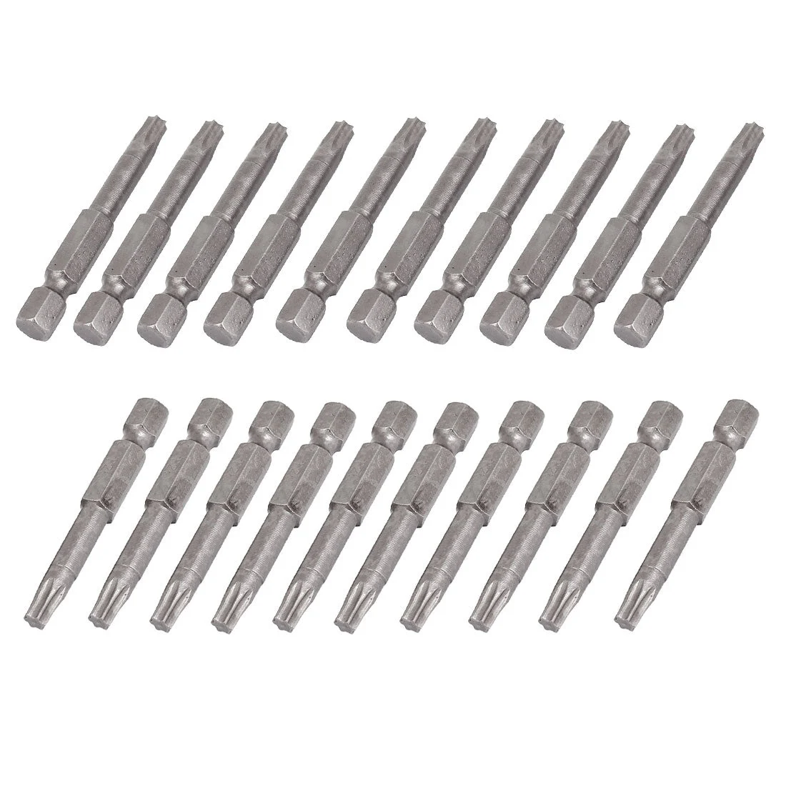 T25 Tip 1/4" Hex Shank 50mm Long Magnetic Torx Screwdriver Bits Gray 20pcs