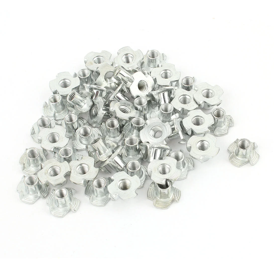 50Pcs 4 Prongs Carbon Steel Zinc Plated T-Nut Tee Nut M5 x 8mm