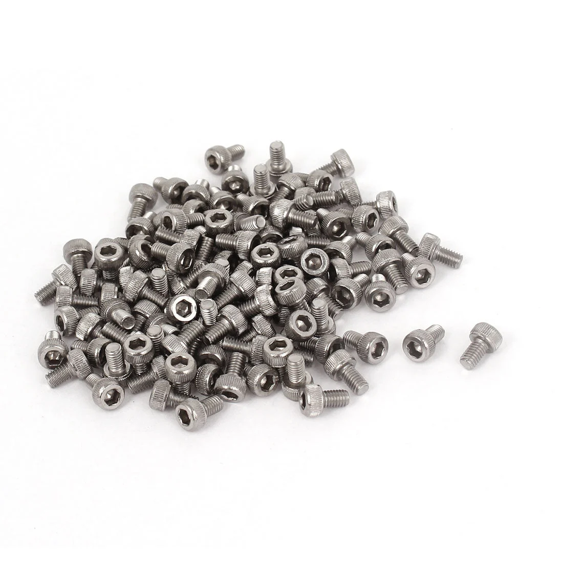 M3x5mm 0.5mm Pitch Stainless Steel Bolts Hex Socket Cap Knurl Head Screws 100pcs