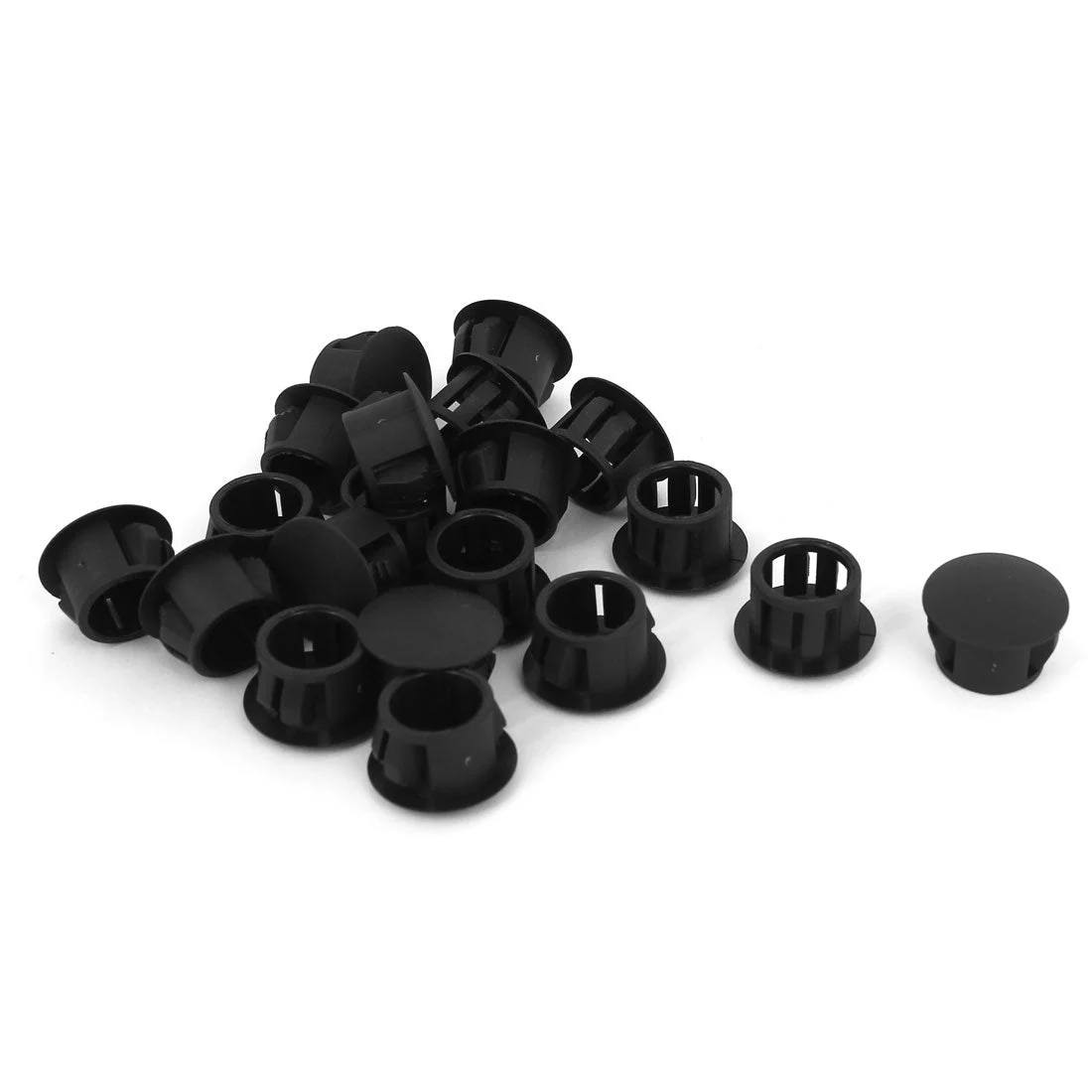 Black Plastic Round Snap in Mounting 1/2" Panel Hole Cover 20Pc