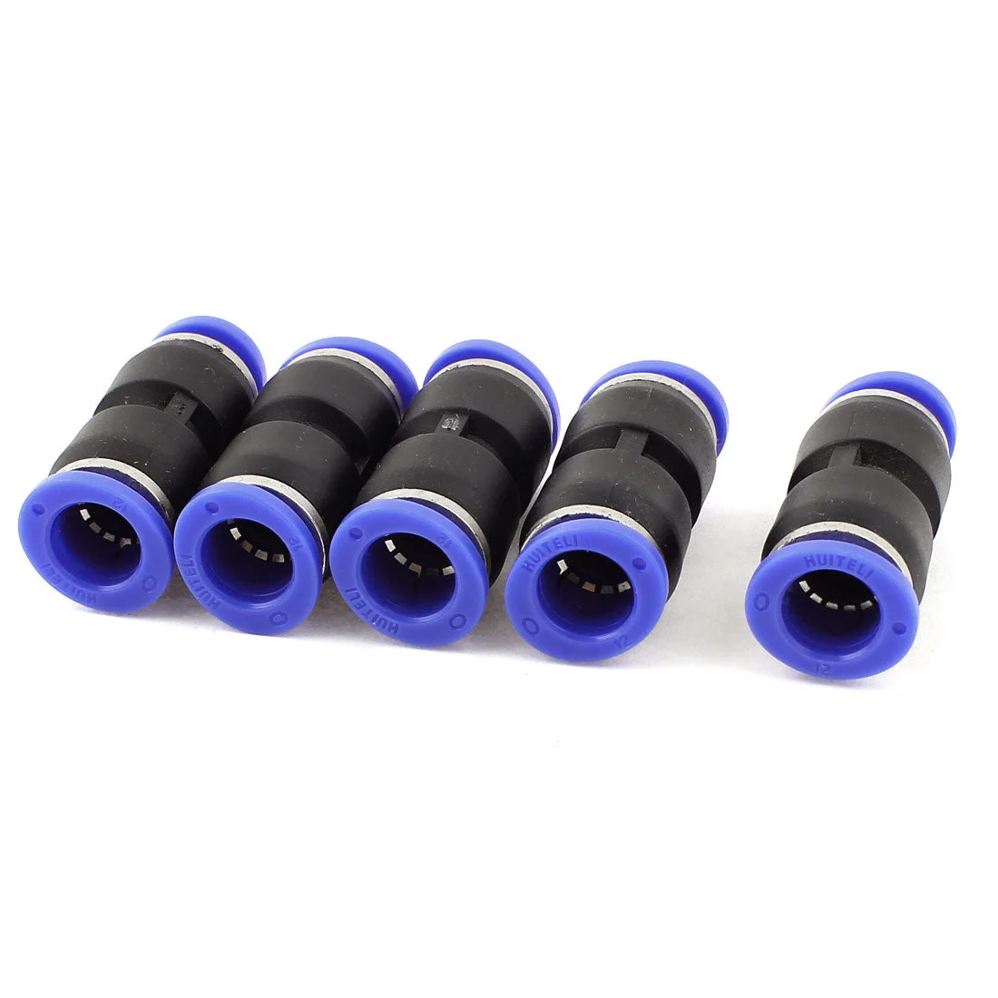 2 Way Straight Pneumatic Union Quick Release 12mm Tube Fittings 5pcs