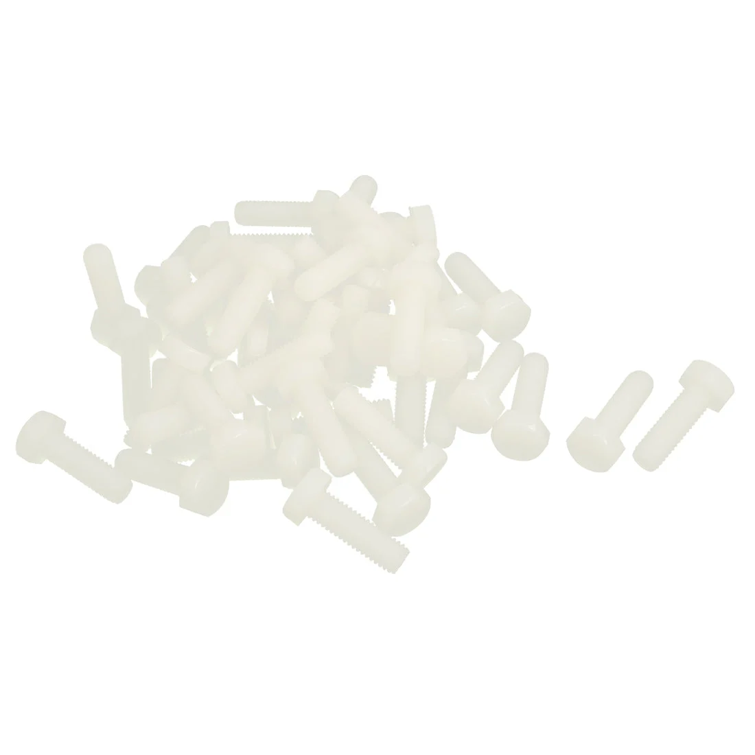 M6 x 20mm Male Thread Nylon Metric Hex Head Cap Screw Bolt 50Pcs