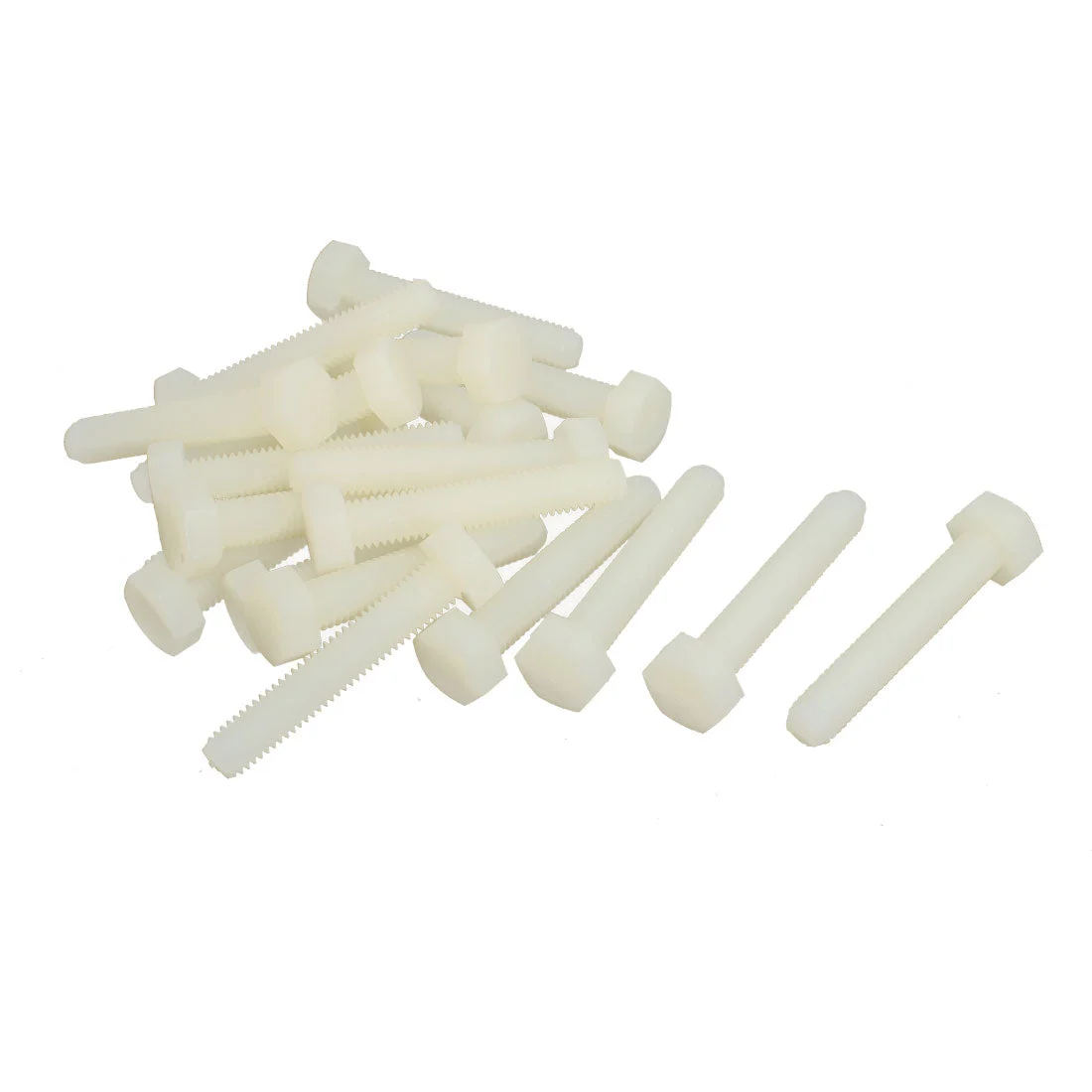 M8 x 45mm Full Thread Nylon Metric Hex Head Cap Screw Bolt Fastener 20 Pcs