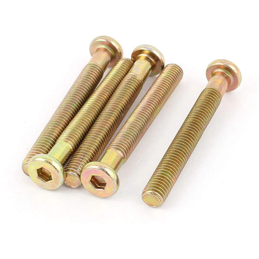 M8 x 65mm Male Thread Hex Socket Head Cap Screws Bolts Bronze Tone 5 Pcs