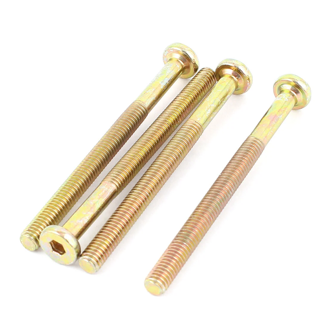 M6 x 75mm Thread 11mm Dia Head Hexagon Socket Cap Screws Bolts Bronze Tone 4 Pcs
