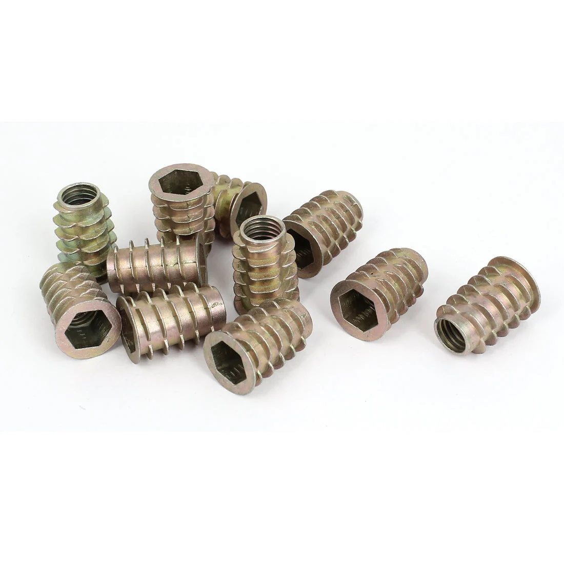 11Pcs M10x25mm Zinc Plated Hex Socket Screw in Thread Insert Nut for Wood