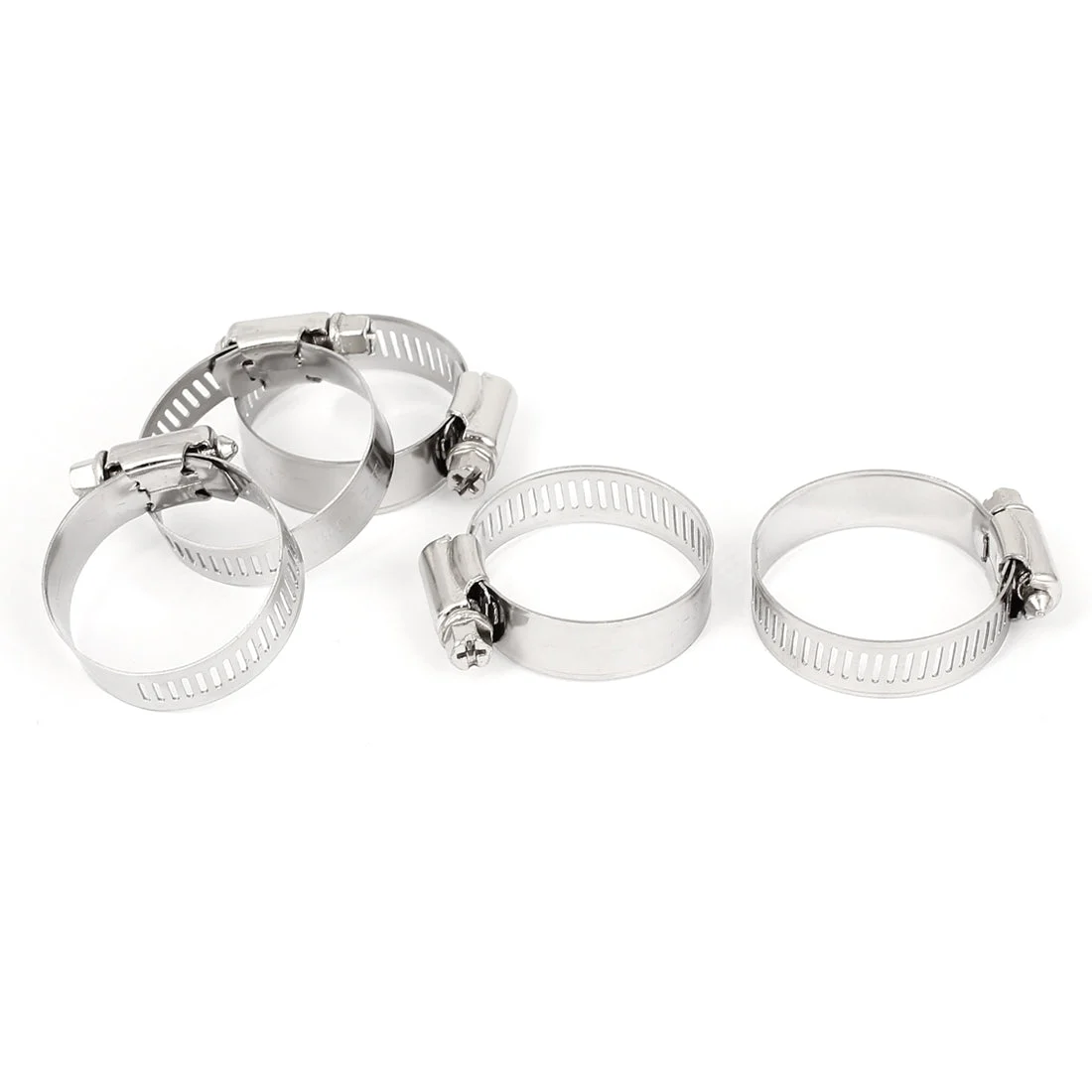 5pcs 21-38mm Adjustable Gear Stainless Steel Tube Pipe Fitting Clip Hose Clamp