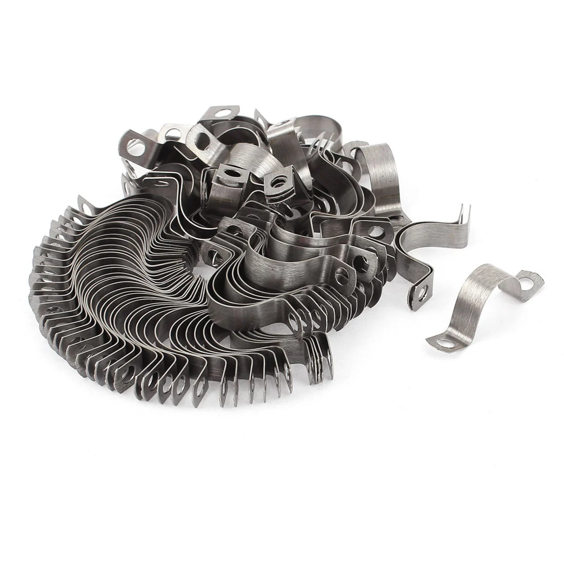 20mm Stainless Steel Two Hole Pipe Strap Clamp Fastener Holder 100pcs