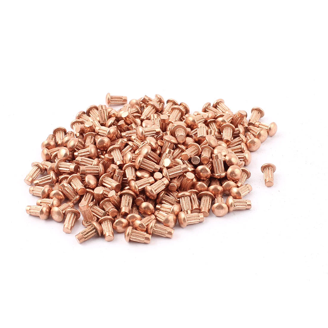 200 Pcs 1/8" x 1/4" Copper Round Head Solid Rivets Knurled Shanks