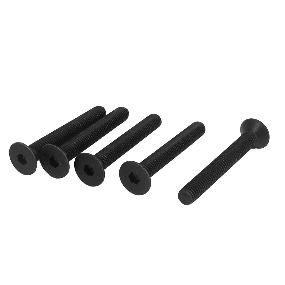 M8 x 60mm Metric Hex Socket Countersunk Flat Head Screw Bolts Black 5PCS