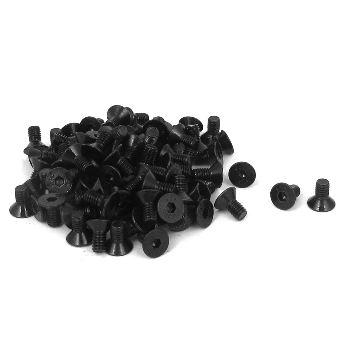 M4 x 8mm Metric Hex Socket Countersunk Flat Head Screw Bolts Black 100PCS