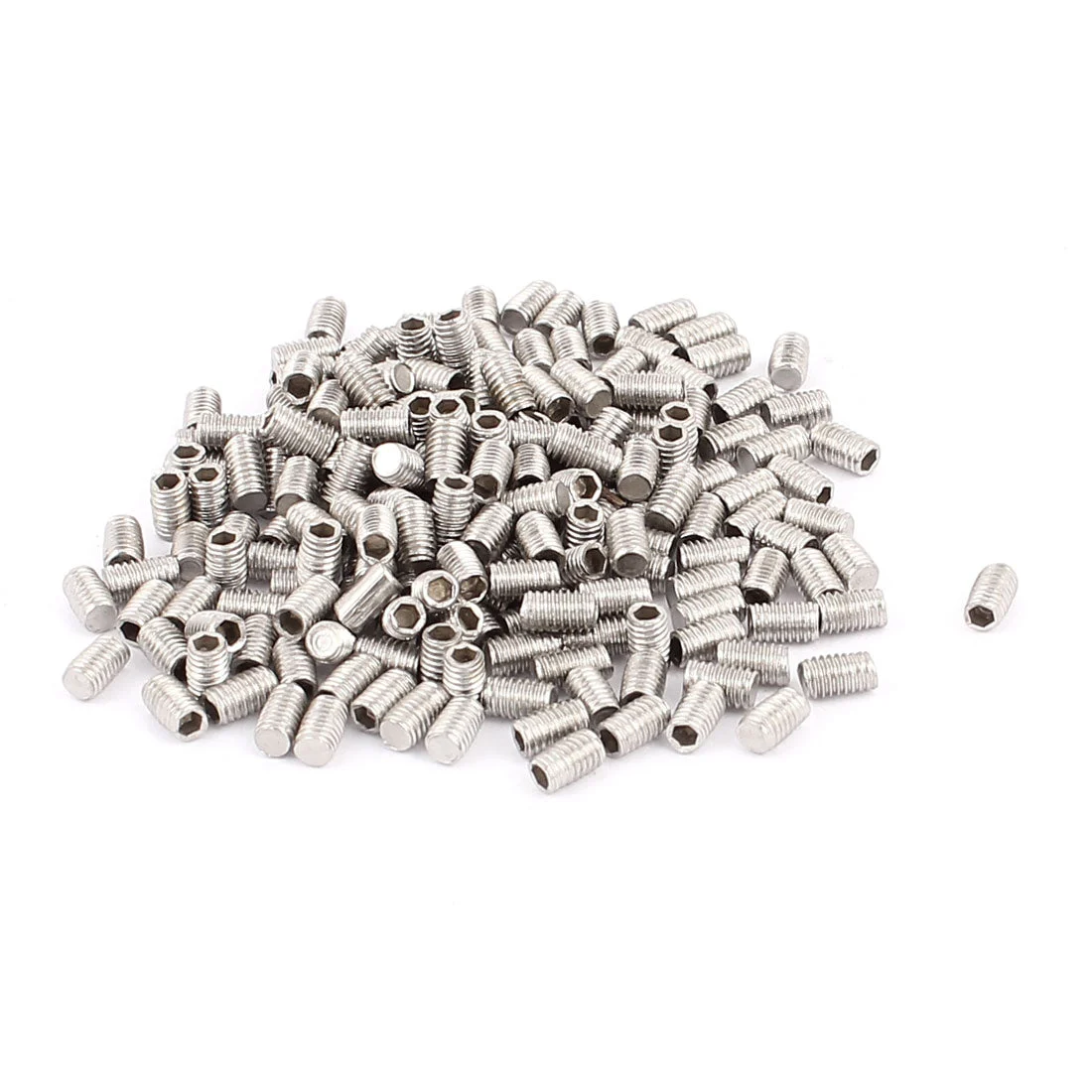 Uxcell M3x5mm Metric 304 Stainless Steel Hex Socket Set Flat Point Grub Screws Silver Tone for Towel Rack Door Knob 200pcs