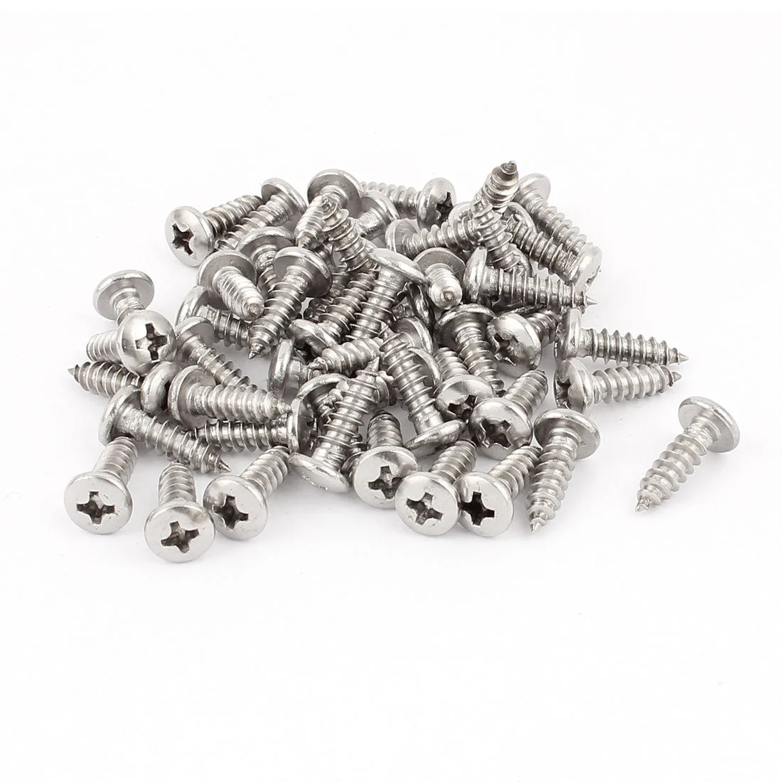 4.8mm x 18mm Phillips Cross Drive Pan Head Self Tapping Screw Fasteners Silver Tone 50 Pcs