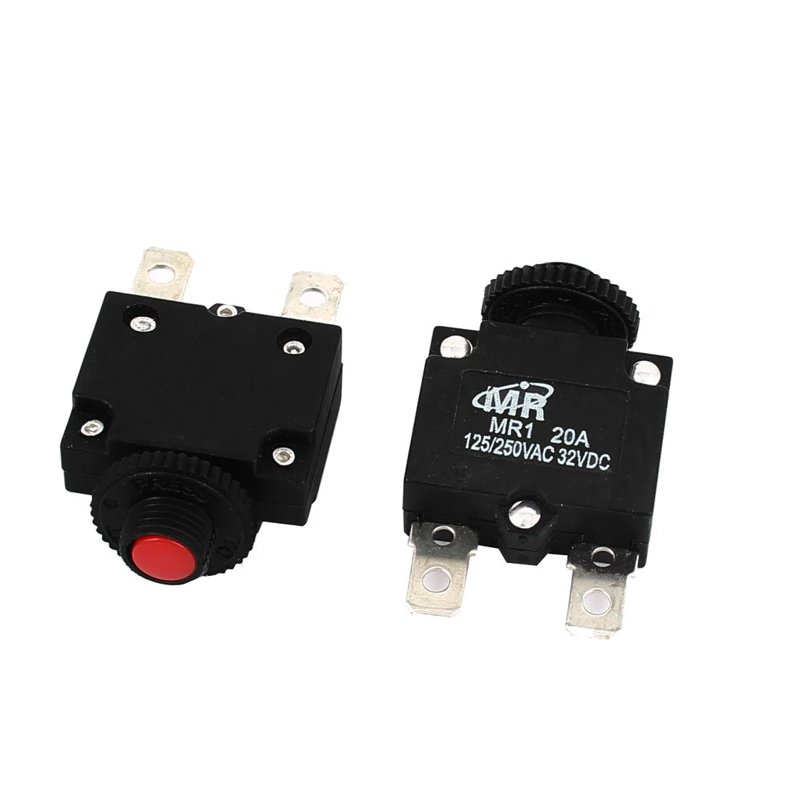 AC 125V/250V 20A NC Hand Reset Button Overload Protector Circuit Breaker 2Pcs