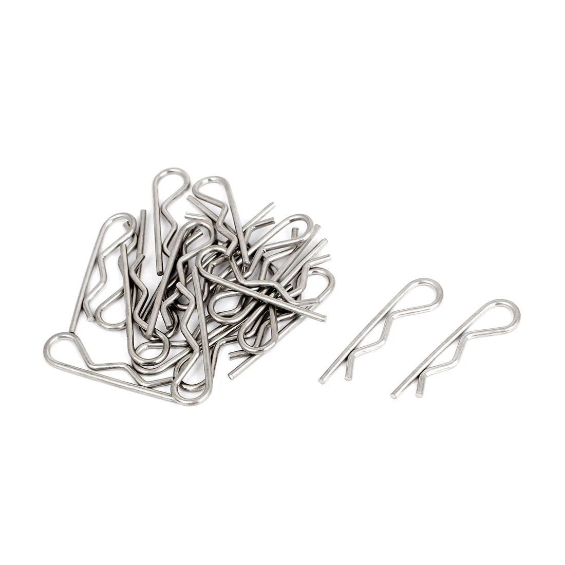 1.5mm x 33mm Stainless Steel Hair Pin Style Cotter Clip Silver Tone 20 Pcs
