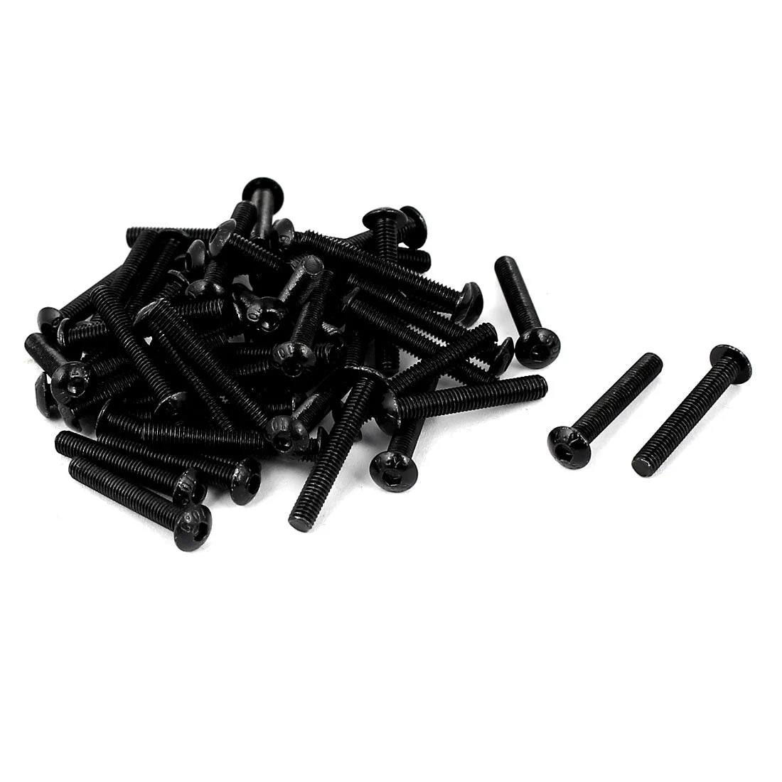 M3 x 20mm Alloy Steel Hex Socket Button Head Machine Screw Black 50 Pcs