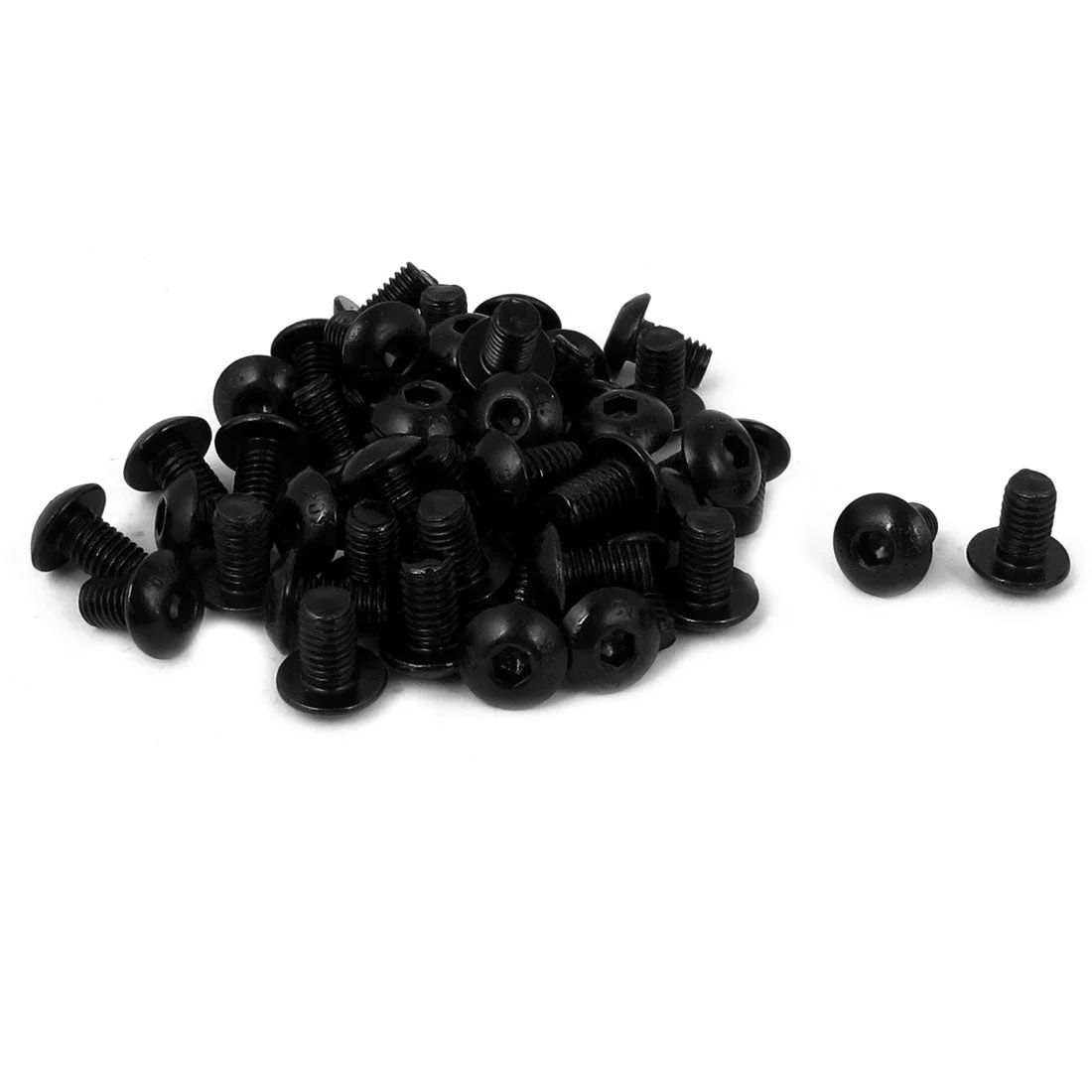 M5x8mm 10.9 Alloy Steel Button Head Hex Socket Cap Screw Bolt Black 50pcs