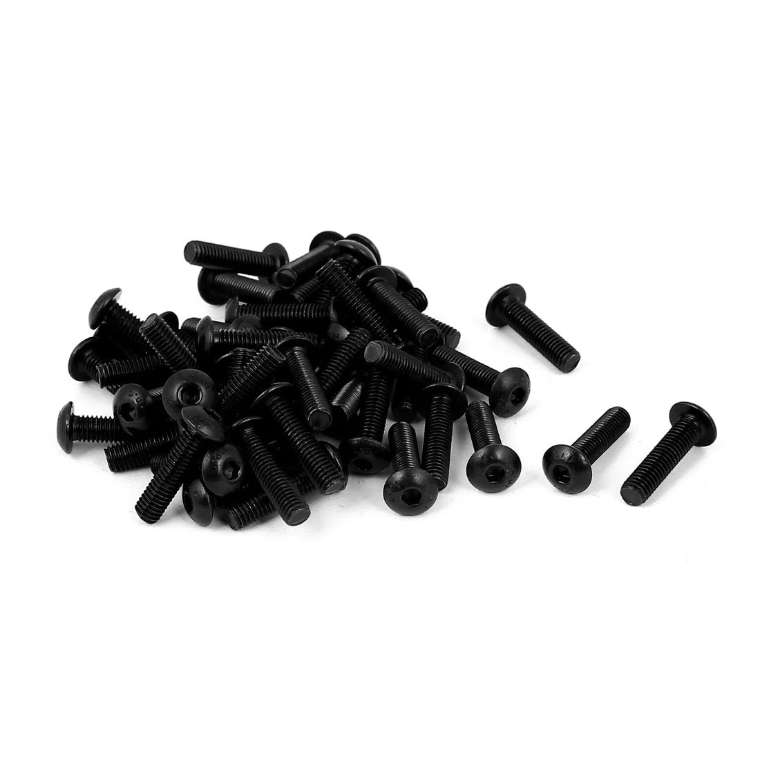 50pcs M5x20mm 10.9 Alloy Steel Button Head Hex Socket Cap Screw Bolt Black
