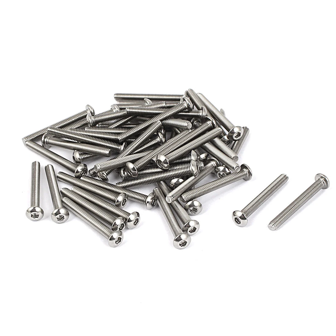 M3 x 25mm Full Thread Button Head Socket Cap Screw Silver Tone 50 Pcs