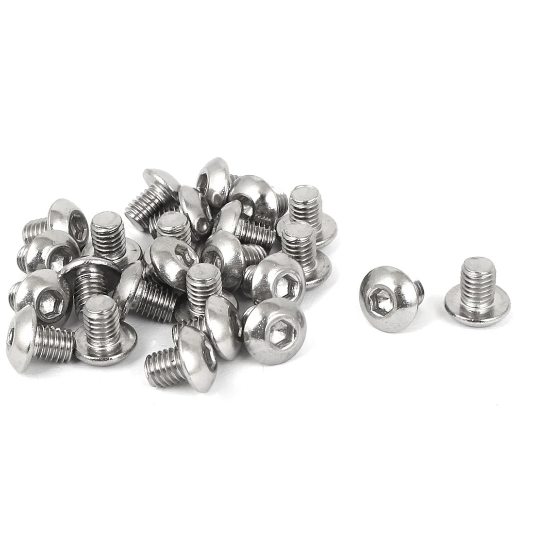 M5 x 6mm Full Thread Button Head Socket Cap Screw Silver Tone 25 pc