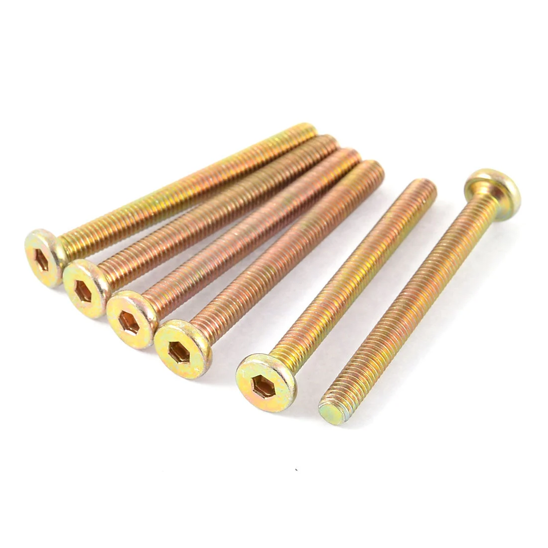 M6 x 60mm Male Thread Hex Socket Head Cap Screw Bolt Bronze Tone 6 Pcs