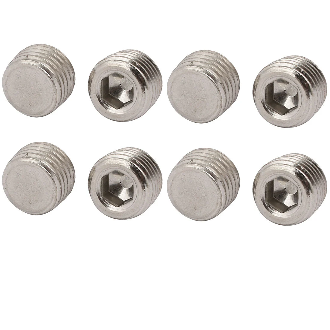 Uxcell 1/4BSP Metal Hex Socket Set Flat Point Grub Screws Silver Tone for Towel Rack Door Knob 8pcs