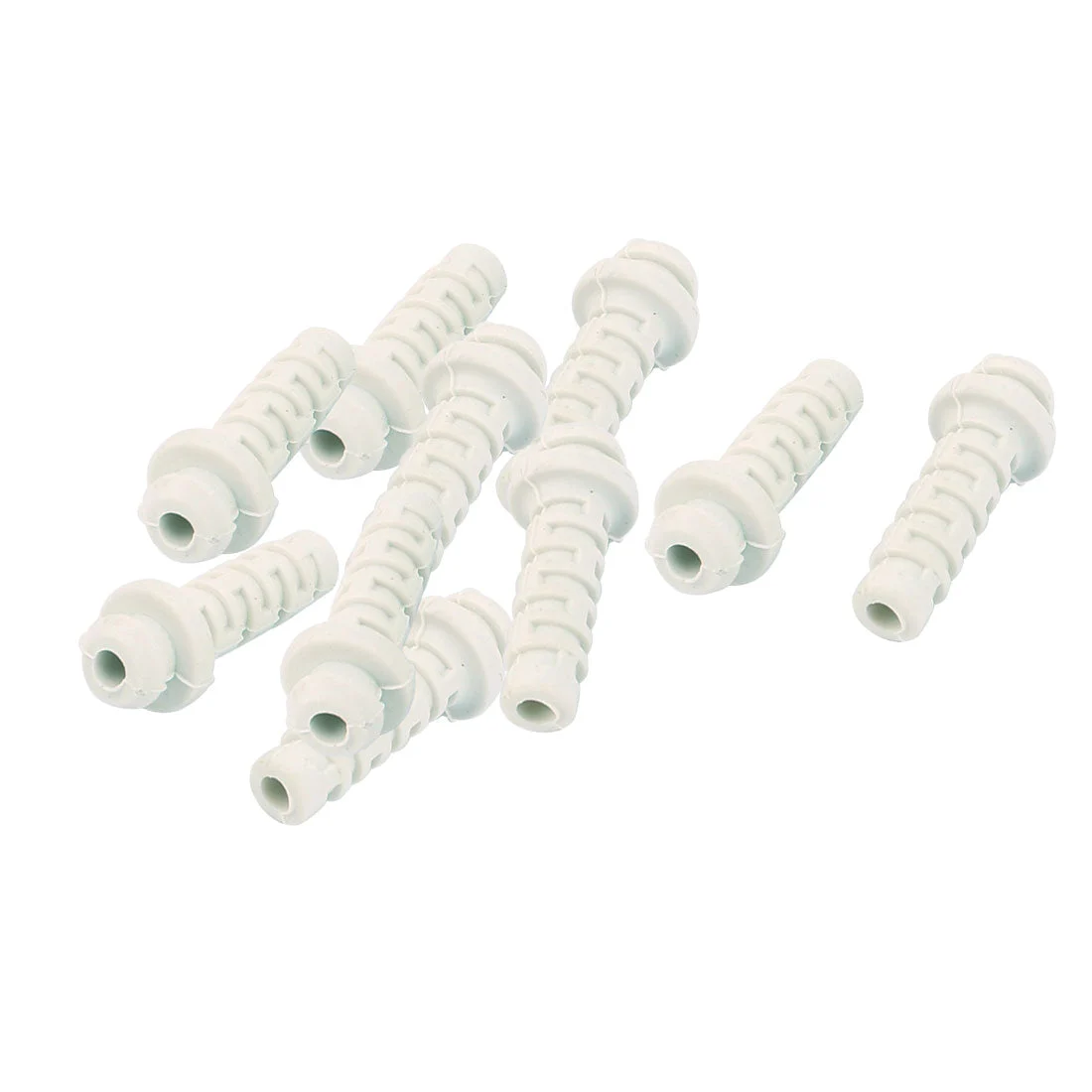 10pcs 3mm Inner Dia Rubber Strain Relief Cord Boot Protector Cable Sleeve White