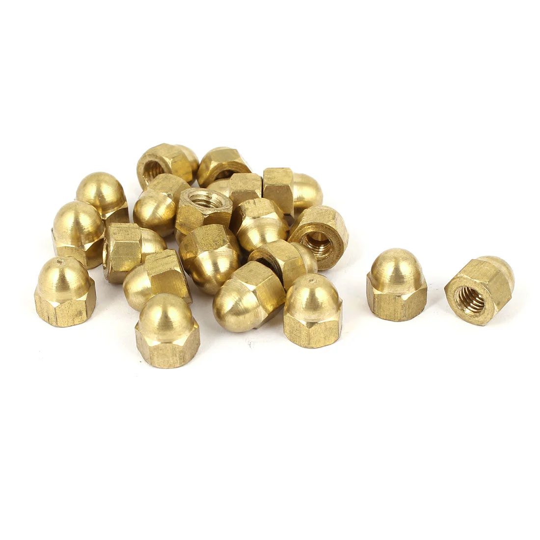 M6 Thread Dia Dome Head Brass Cap Acorn Hex Nuts 20pcs
