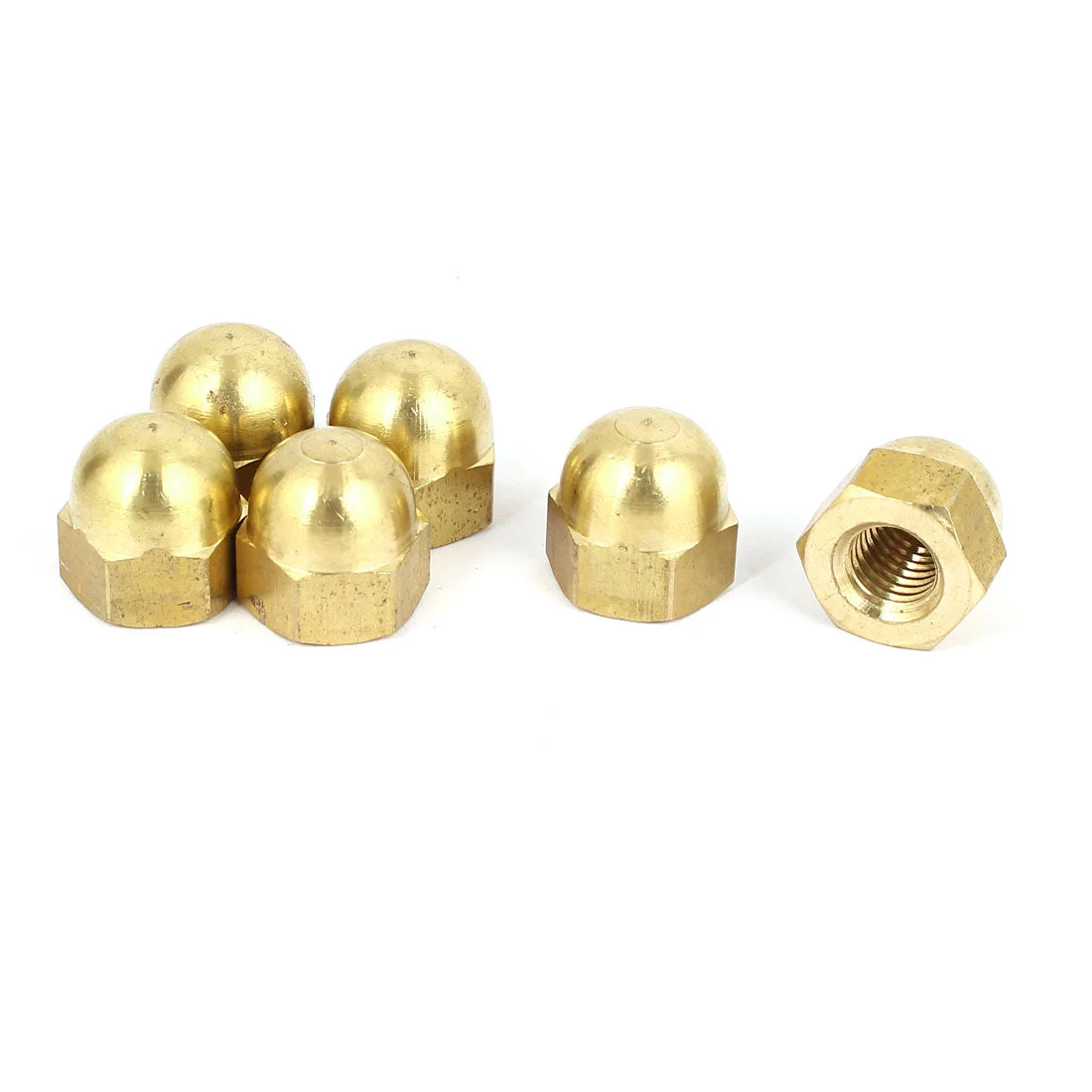 M10 Thread Dia Dome Head Brass Cap Acorn Hex Nuts 6pcs