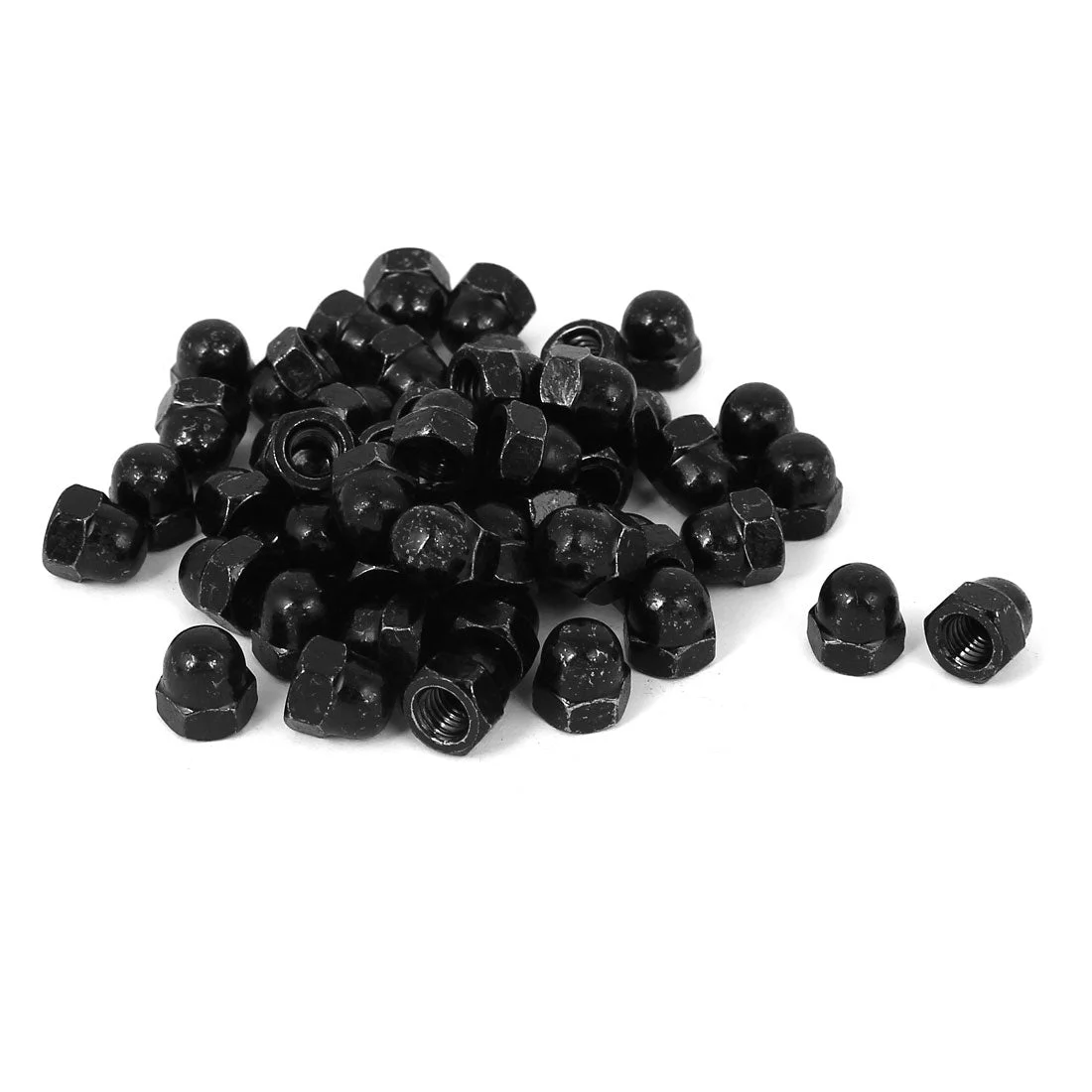 M6 Thread Dia Dome Head Carbide Steel Cap Acorn Hex Nuts Black 50pcs