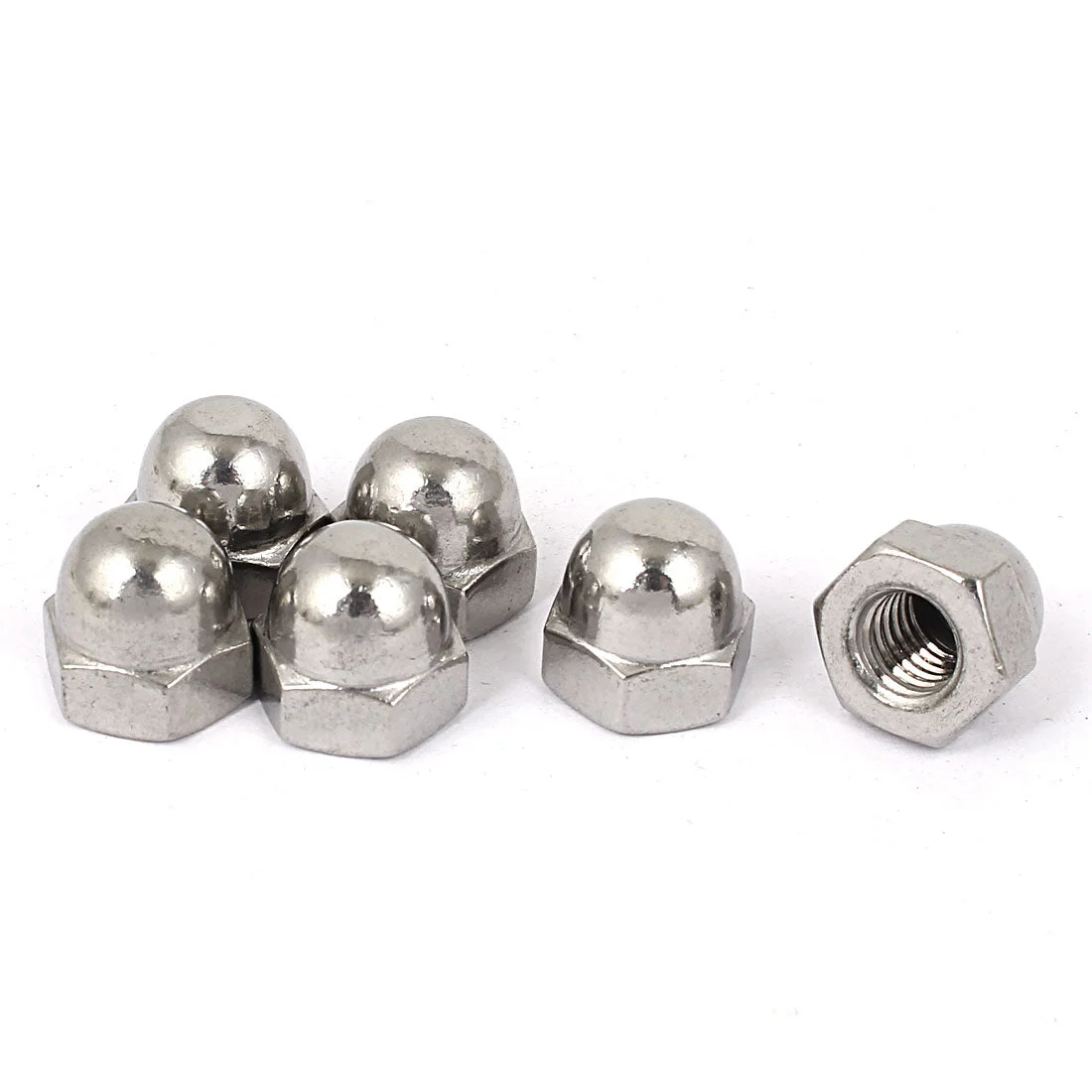 3/8" Thread Dia Dome Head Stainless Steel Cap Acorn Hex Nuts 6pcs
