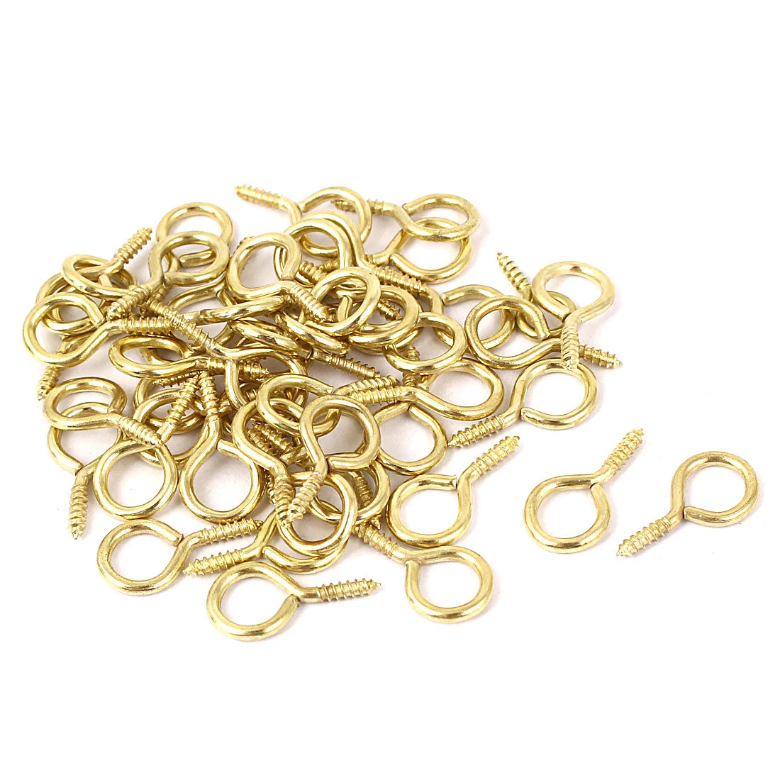 Uxcell Garden Vine Wire 1.9mm Thread Dia Eyelet Screw Eye Hook Gold Tone 50pcs
