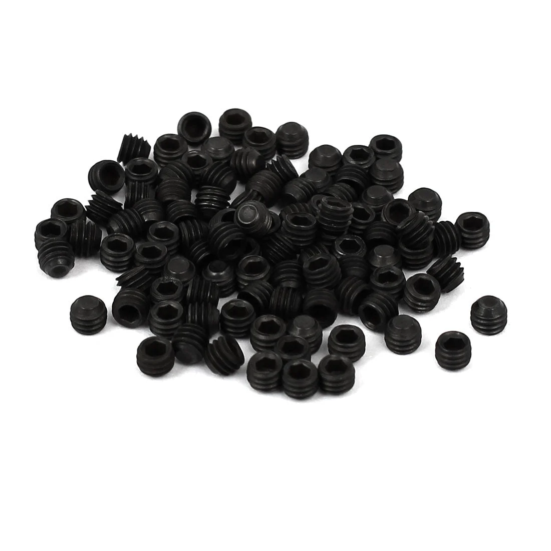 DIN916 M3x2.5mm Metal Grade 10.9 Hex Socket Set Screw Bolt Fastener Black 100pcs