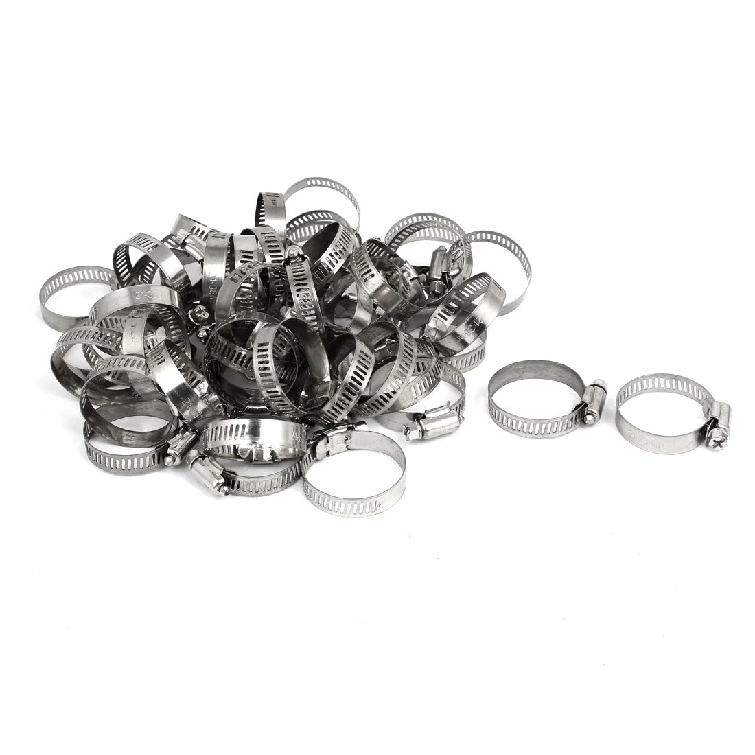 Uxcell 21-38mm Stainless Steel Adjustable Cable Tight Gear Hose Clamp 50pcs
