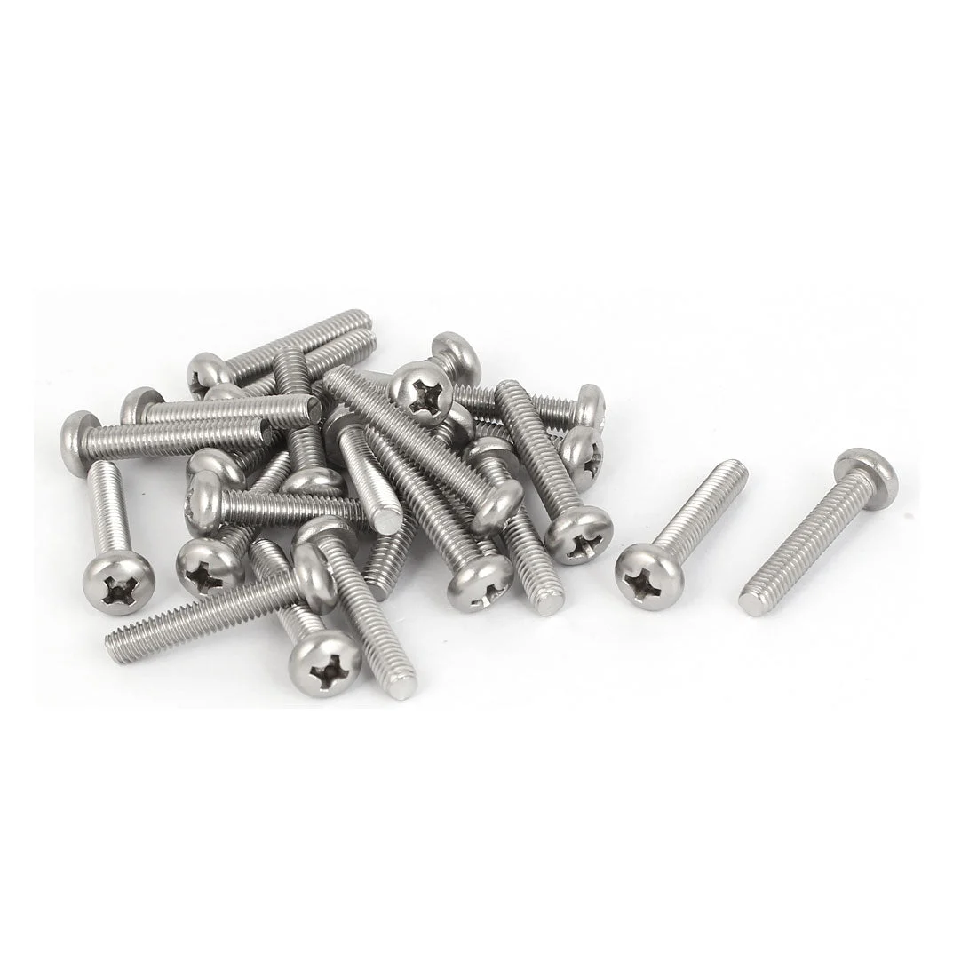 25 Pc M4x22mm 316 Stainless Steel Phillips Pan Head Machine Screws Silver Tone