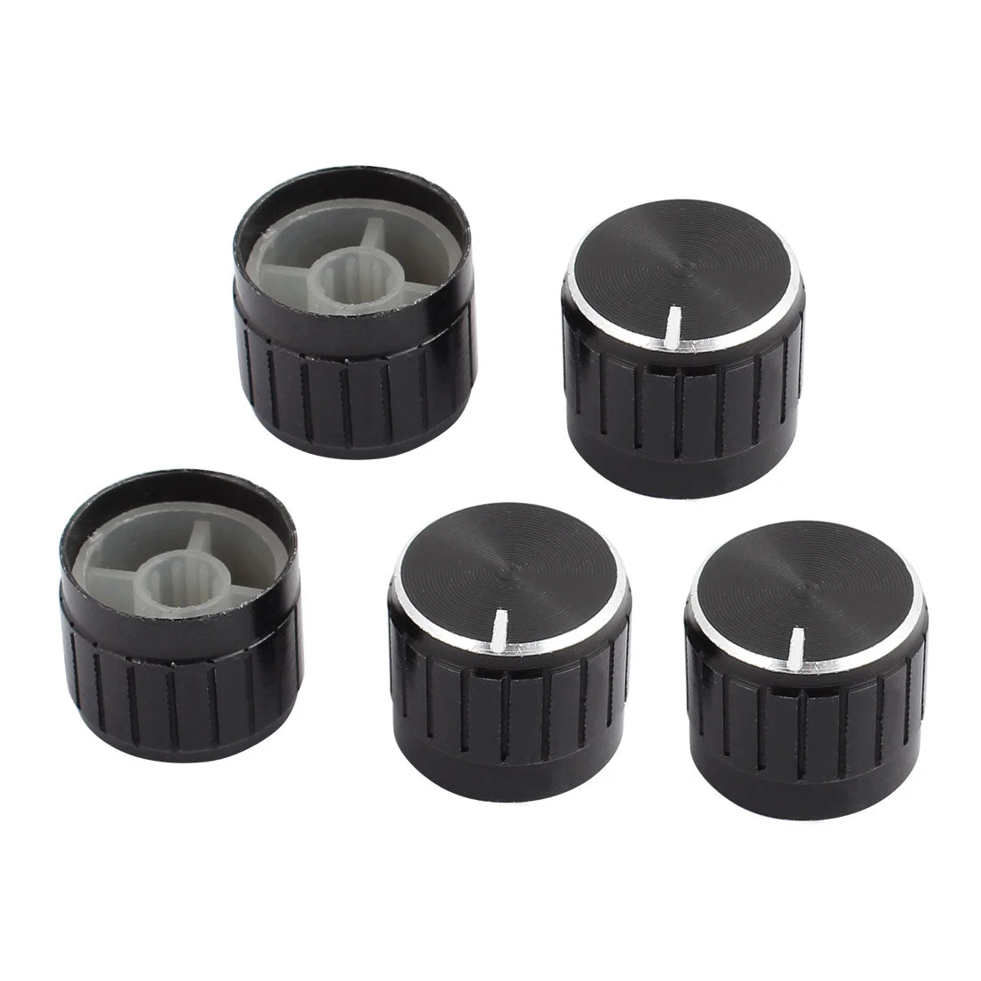 5 Pcs 6mm Diameter Bulb Light Lamp Dimmer Control Rotary Knob Cap Black